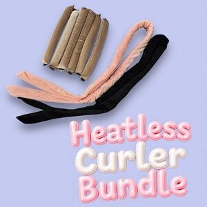 Heatless Curl Bundle- 6 Velvet Hair Rollers and 2 Heatless Curling Rods